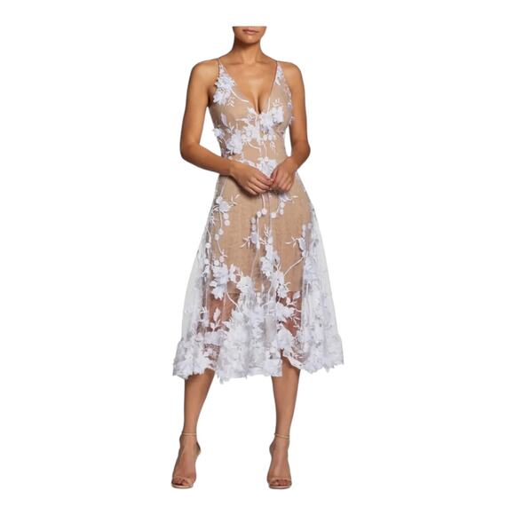 Dress the Population dress Audrey embroidered fit & flare blue size X-Small XS - Picture 1 of 8